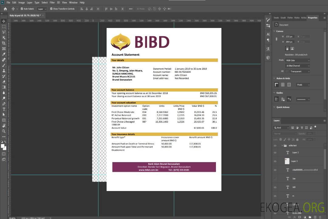 Modèle de relevé bancaire de Brunei Bank Islam Brunei Darussalam au format Word et PDF template Modèle de relevé bancaire de Brunei Bank Islam Brunei Darussalam au format Word et PDF template